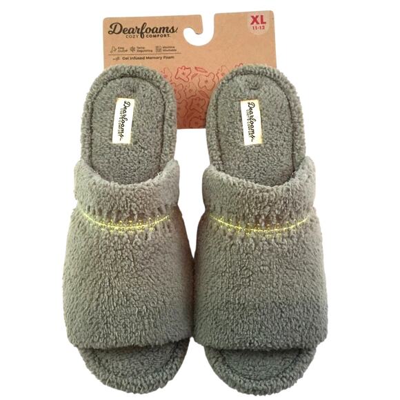 Dearfoam Slippers NWT Cozy Comfort Green Slip-On XLarge Size 11-12 - Picture 2 of 6
